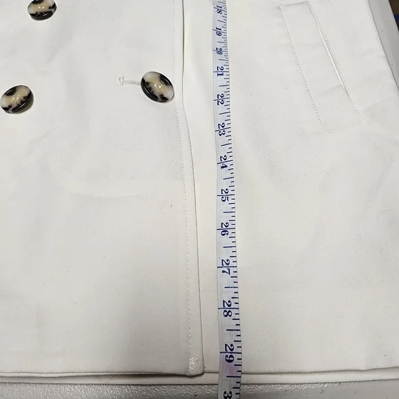 Forever 21 Womens Colorblock Trench Coat Cream Black Double Breasted Small - Picture 3 of 8